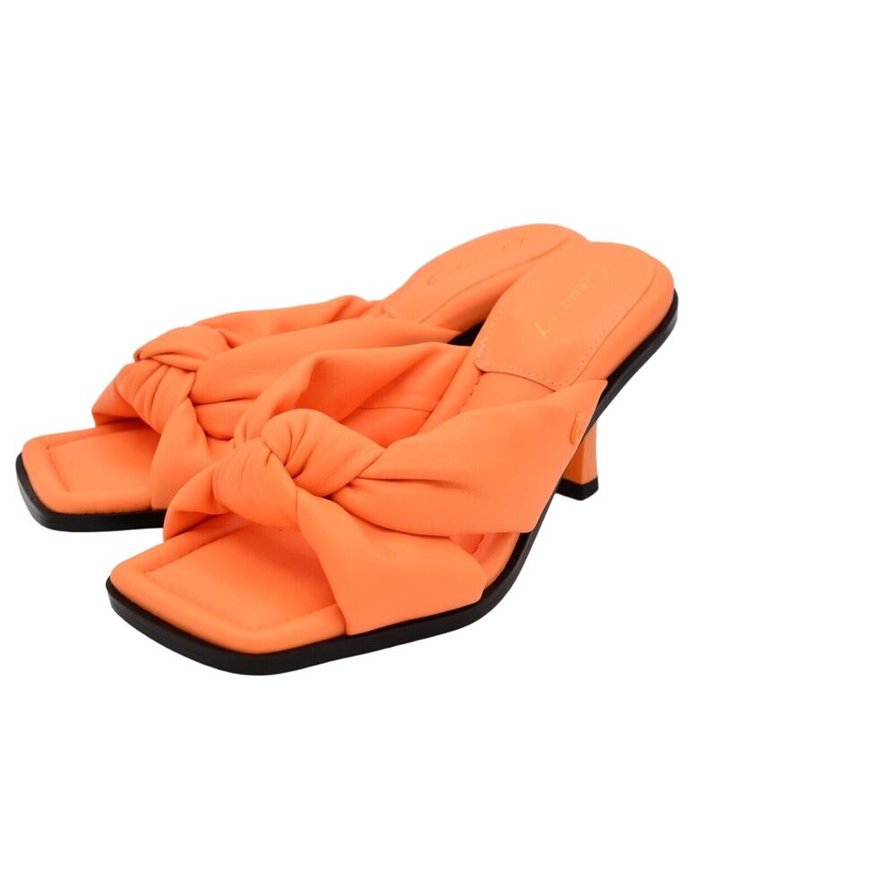 Women’s Sam Edelman Circus Orange Sim Sandals Size 7 BRAND NEW Bright Heel